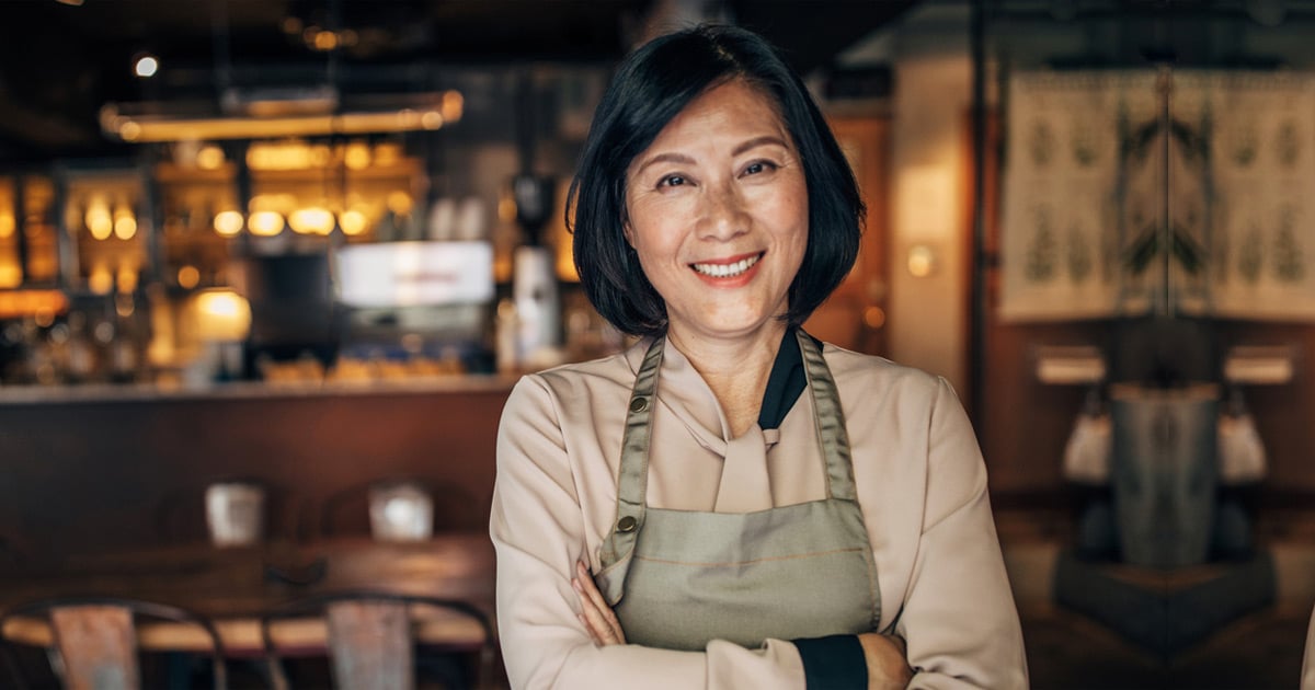 Asian woman restaturant owner